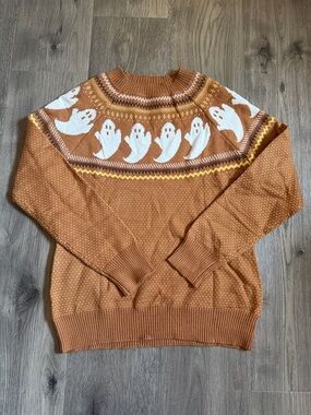 Rust Orange Ghost Fair Isle Sweater - Women